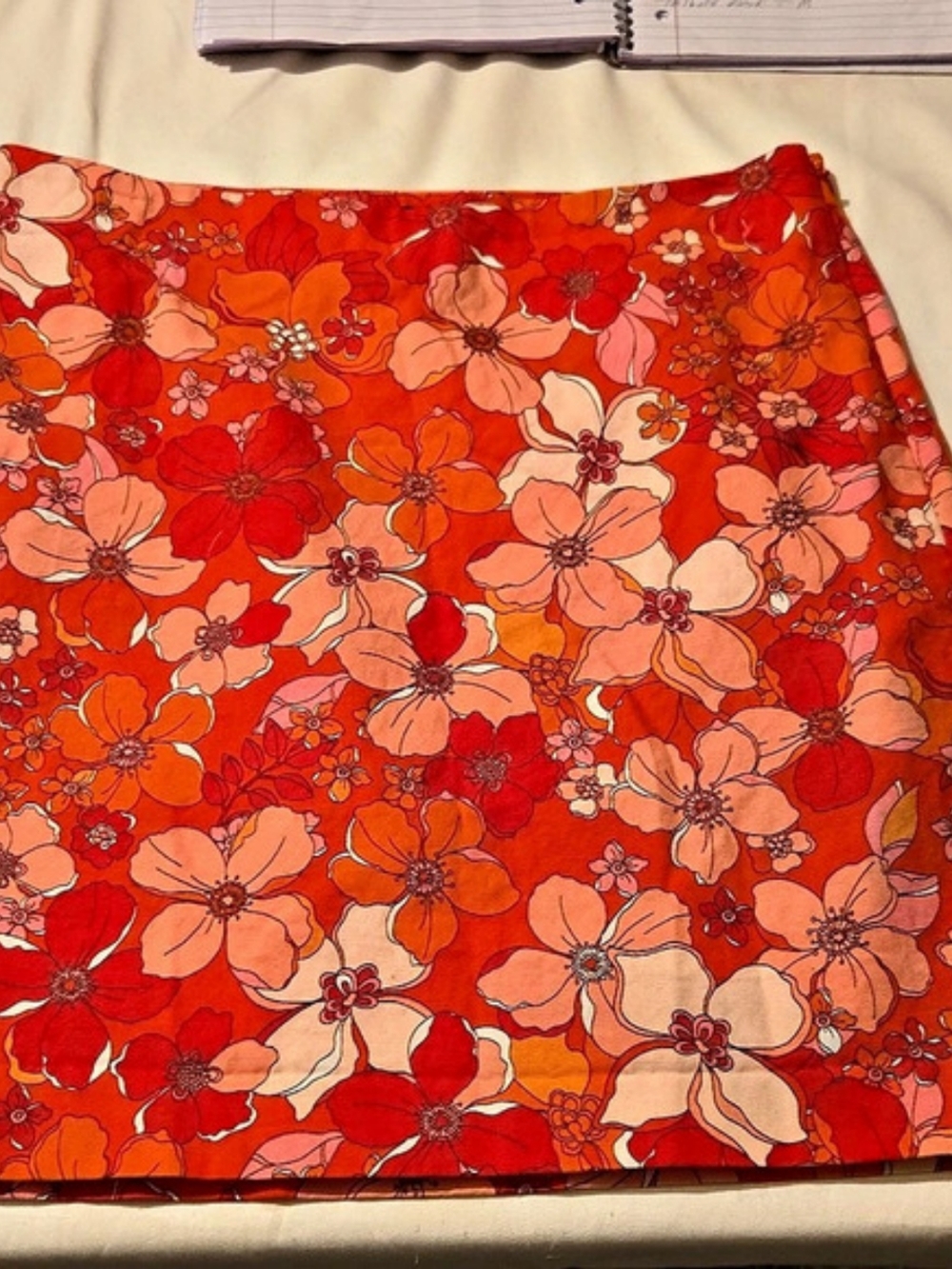 Talbots Floral Mini Skirt Orange & Red Size 6P